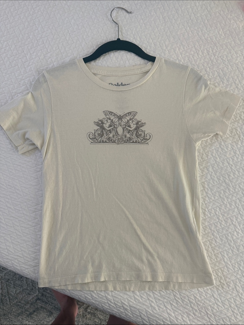Girls Cream Butterfly Graphic Short Sleeve Tee